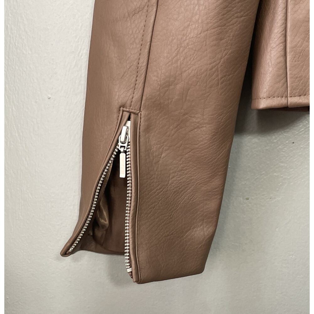 Bagatelle Collection Jacket Size XL Brown Faux Vegan Leather Moto Biker Chic NEW - Picture 7 of 14